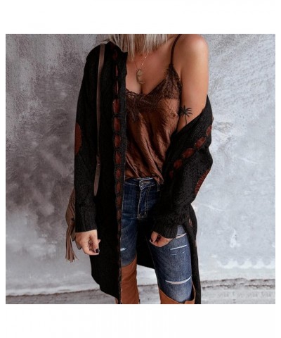 QerMiosap Long Cardigans for Women, Duster Cardigans for Women Knitted Hooded Cardigan Warm Casual Sweaters Black $21.50 Swea...