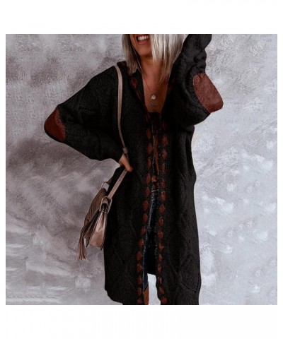 QerMiosap Long Cardigans for Women, Duster Cardigans for Women Knitted Hooded Cardigan Warm Casual Sweaters Black $21.50 Swea...