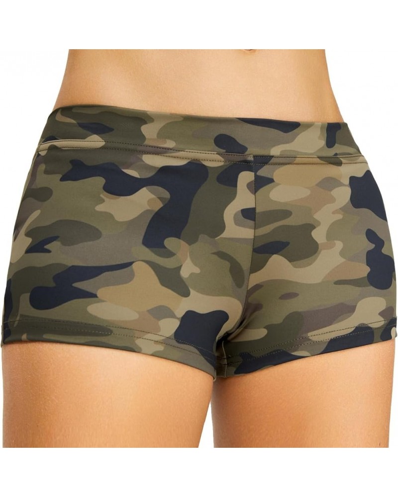 Boy Cut Shorts Low Rise Booty Shorts Spandex Active Dance Shorts Yoga Workout Fitness for Women Green Camo $9.35 Activewear