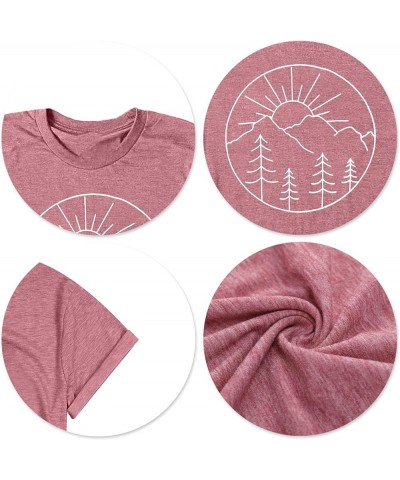 Adventure Tshirt Women Mountain Shirts Hiking Graphic Tees Summer Outdoor Casual Vacation Tops Pink $9.20 T-Shirts