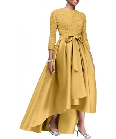 A-Line Elegant Mother of The Bride Dress Fall Wedding Guest Plus Size with Sash/Ribbon Appliques 2023 JH048 Gold $49.91 Dresses