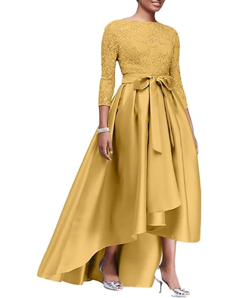 A-Line Elegant Mother of The Bride Dress Fall Wedding Guest Plus Size with Sash/Ribbon Appliques 2023 JH048 Gold $49.91 Dresses