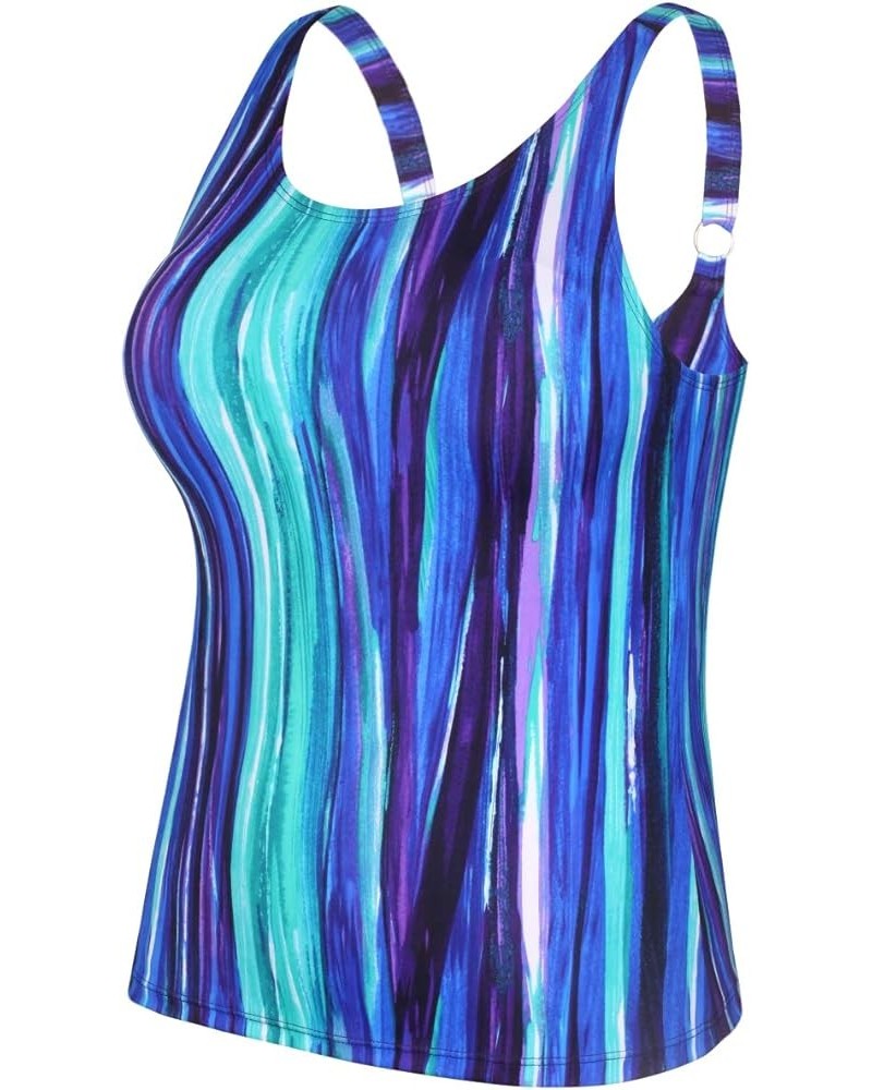 Women's Plus Size Short Tankini Swimsuit Top Athletic Bathing Suit No Bottoms Blue $13.20 Swimsuits