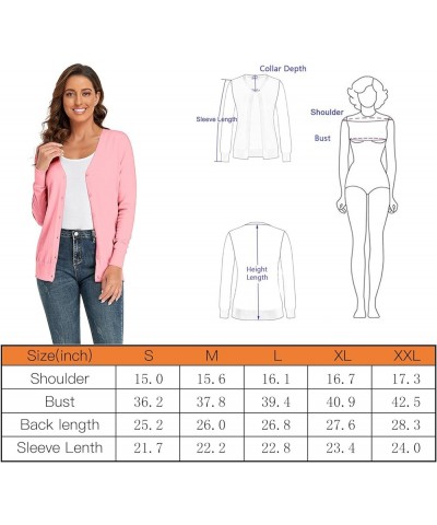 Women’s V-Neck Cardigan Long Sleeve Sweater for Women Button Down Soft Knit Coat Pink $13.19 Sweaters