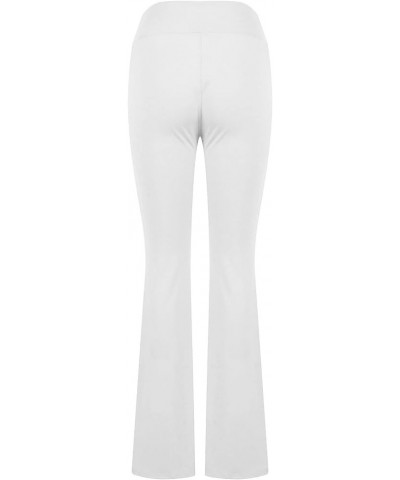 Yoga Pants Women Stretch Flare Leggings Tummy Control Knit Solid Bell Bottom Pants Fall High Waisted Trousers Ff01-white $7.4...