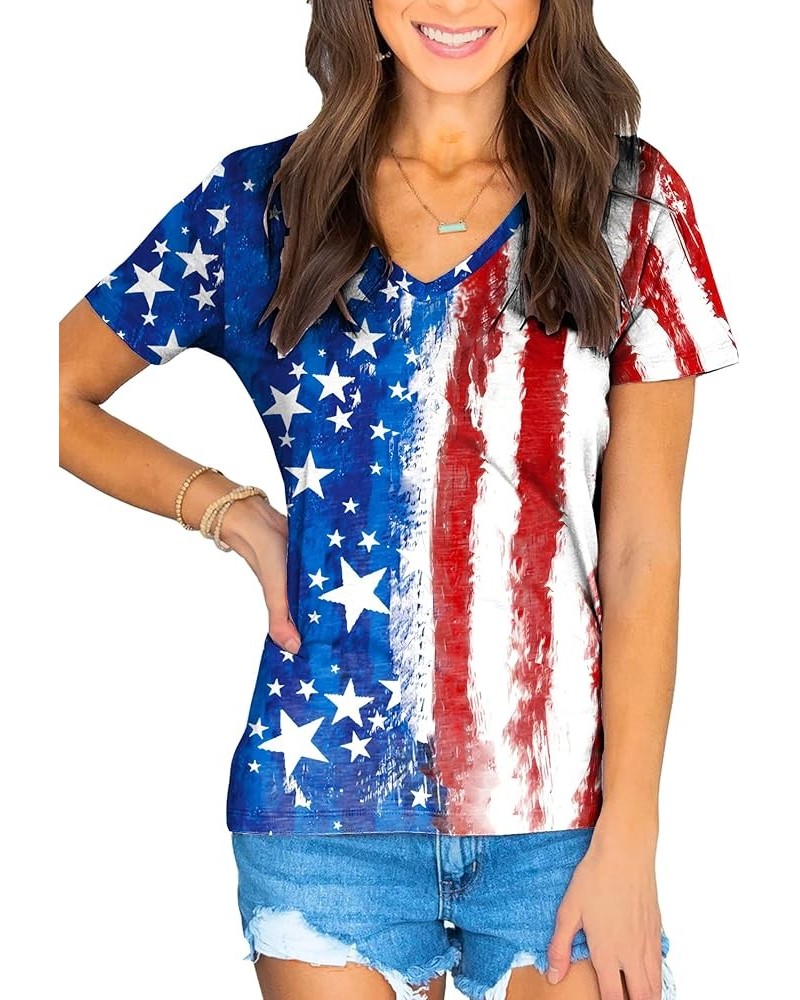 Womens Mardi Gras Shirt V-Neck Short Sleeve Summer Tops Patriotic Flag $16.52 T-Shirts