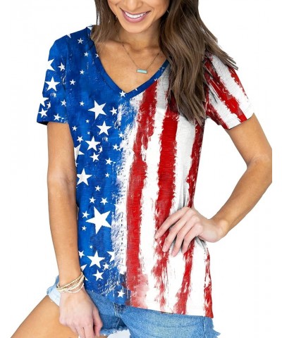 Womens Mardi Gras Shirt V-Neck Short Sleeve Summer Tops Patriotic Flag $16.52 T-Shirts