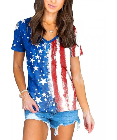 Womens Mardi Gras Shirt V-Neck Short Sleeve Summer Tops Patriotic Flag $16.52 T-Shirts