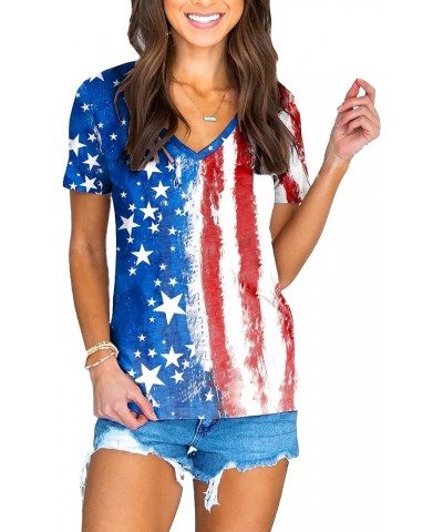 Womens Mardi Gras Shirt V-Neck Short Sleeve Summer Tops Patriotic Flag $16.52 T-Shirts