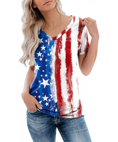 Womens Mardi Gras Shirt V-Neck Short Sleeve Summer Tops Patriotic Flag $16.52 T-Shirts