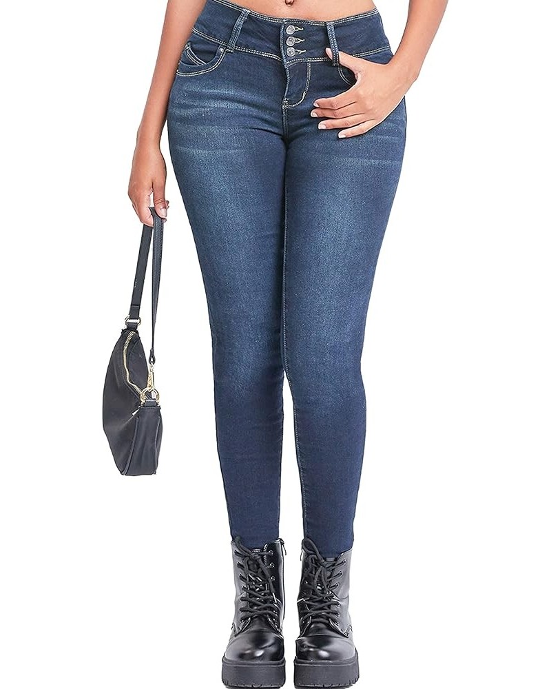 Women's Junior Mid-Rise Wannabettabutt 3-Button Recycled Fibers Skinny Jeans D08 $19.81 Jeans