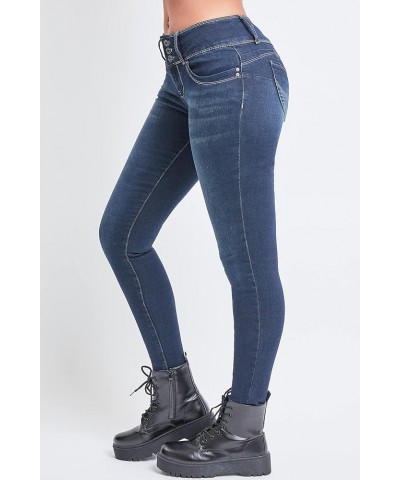 Women's Junior Mid-Rise Wannabettabutt 3-Button Recycled Fibers Skinny Jeans D08 $19.81 Jeans