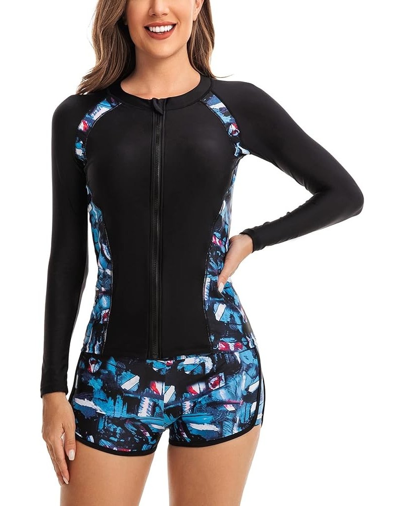 Women's Two Piece Rash Guard UPF 50+ UV Sun Protection Swimsuit Floral Printed Surfing Bathing Suit S-XXL Color3 $25.79 Sets