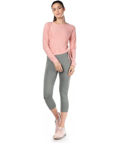 Women’s Side Tie Long Sleeve Top Coral Almond Heather $16.49 Blouses