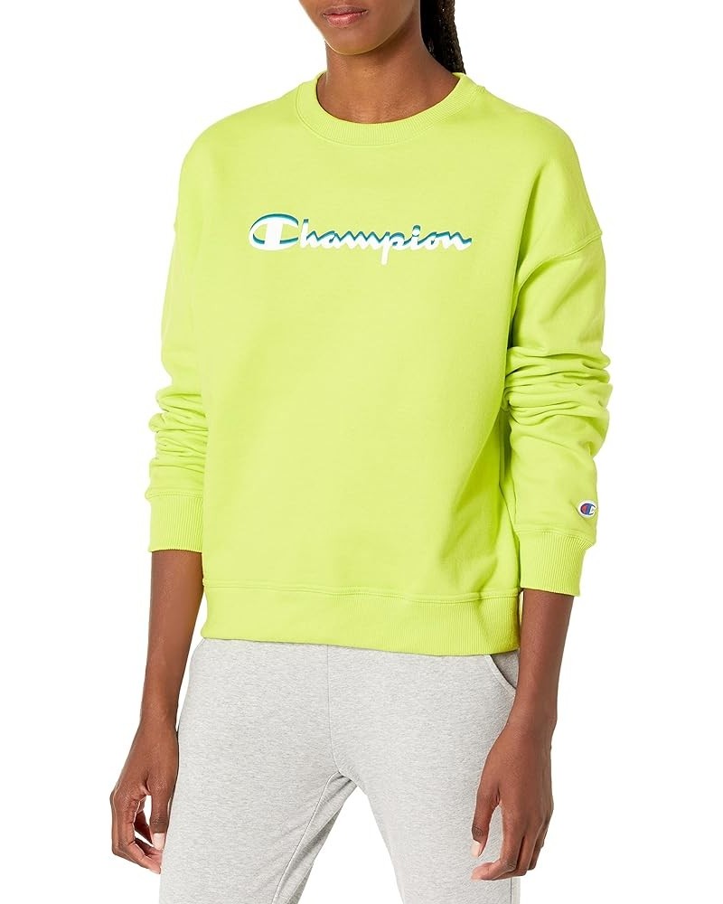 Women's Powerblend Relaxed Crew (Retired Colors) (Plus Size Available) Standard Sweet Green Double Script $16.91 Activewear