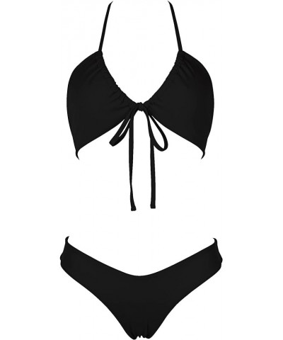 Women String Brazilian Bikini Set Wrap Push Up Halter Neck 2 Piece Thong Sexy Swimsuits Black $13.02 Swimsuits