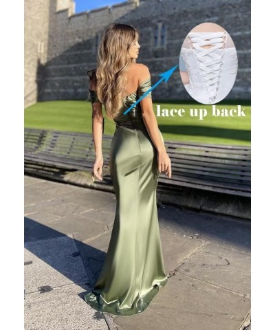 Women's Formal Dresses Off Shoulder Long Mermaid Prom Dress V-Neck Strapless Satin Gowns and Evening Dresses Emerald Green $2...