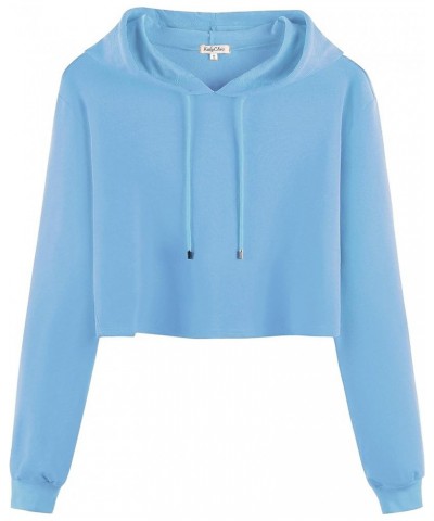 Womens Long Sleeve Crop Hoodie Top Casual Loose Sweatshirt Blue $14.78 Hoodies & Sweatshirts