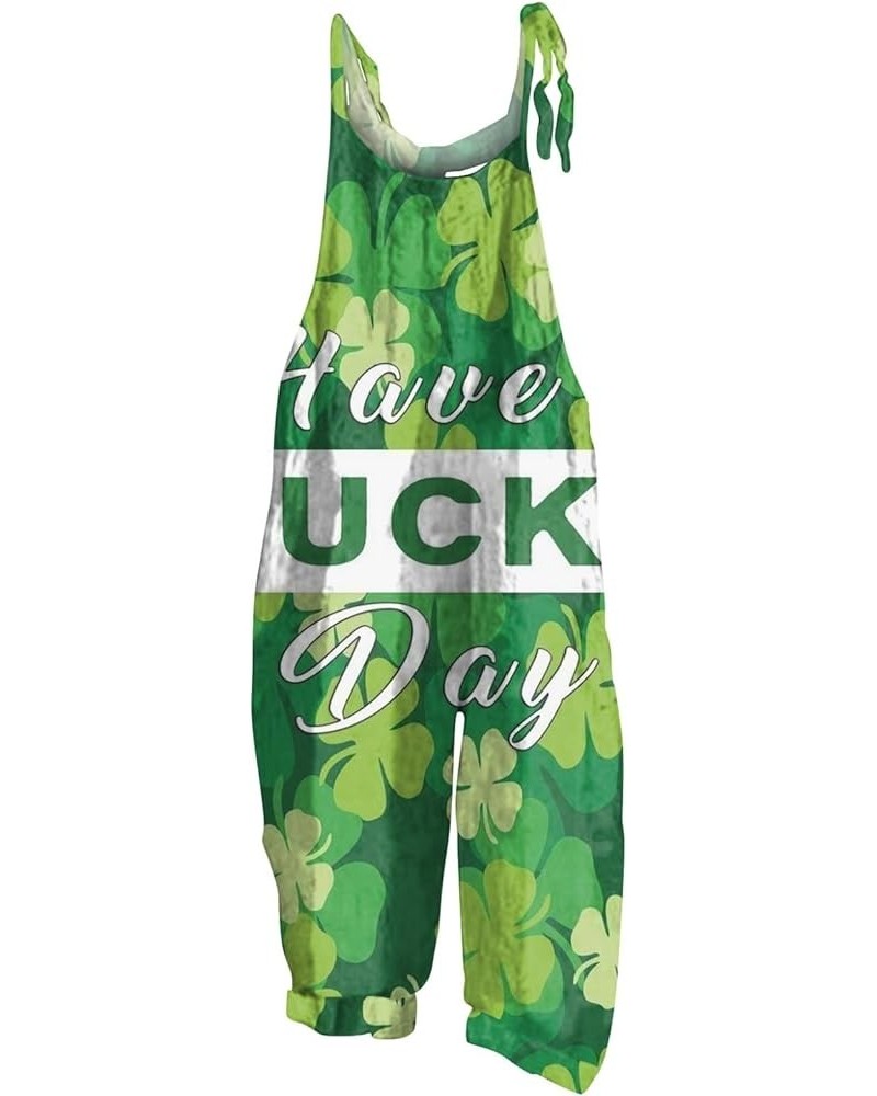 St Patricks Day Pants For Women Cute Onesie Adult Jumpsuits Slacks Casual Clover Trousers Shamrock Pants Green $10.00 Jumpsuits