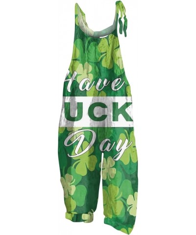 St Patricks Day Pants For Women Cute Onesie Adult Jumpsuits Slacks Casual Clover Trousers Shamrock Pants Green $10.00 Jumpsuits