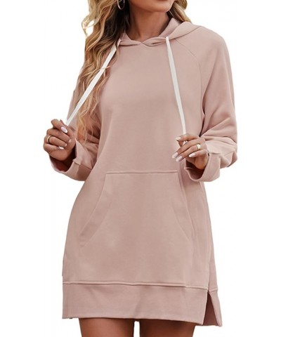 The Warmy Oversized Hoodie Dress, First Ones Oversized Hoodies, Women's Casual Pullover Long Sleeve Split Hem Pink $17.63 Hoo...