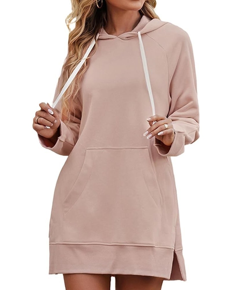 The Warmy Oversized Hoodie Dress, First Ones Oversized Hoodies, Women's Casual Pullover Long Sleeve Split Hem Pink $17.63 Hoo...