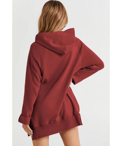 The Warmy Oversized Hoodie Dress, First Ones Oversized Hoodies, Women's Casual Pullover Long Sleeve Split Hem Pink $17.63 Hoo...