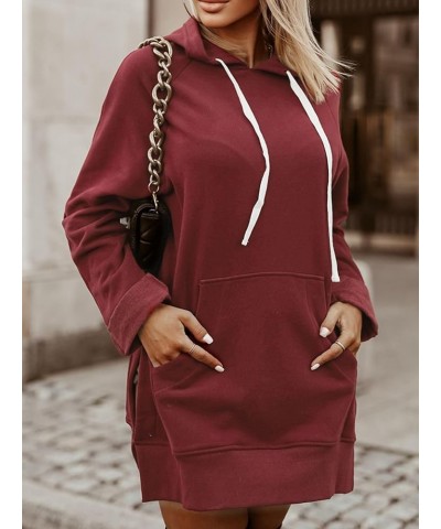 The Warmy Oversized Hoodie Dress, First Ones Oversized Hoodies, Women's Casual Pullover Long Sleeve Split Hem Pink $17.63 Hoo...