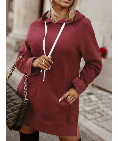 The Warmy Oversized Hoodie Dress, First Ones Oversized Hoodies, Women's Casual Pullover Long Sleeve Split Hem Pink $17.63 Hoo...