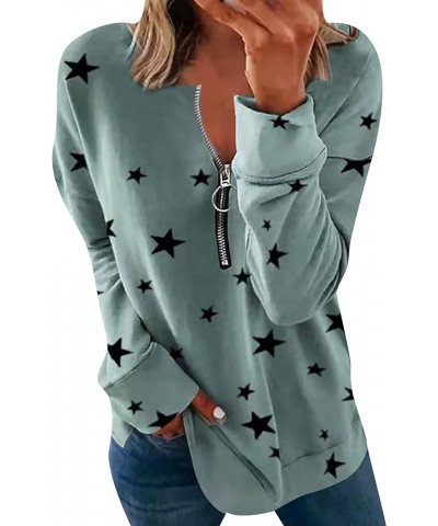 Womens St. Patricks Day Half Zip Shirt Clover Print Long Sleeve Sweatshirt Irish Shamrock Print Pullover Tops Plus Size Star ...