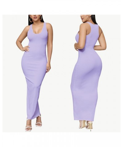 Women's Sexy Bodycon Tank Top Long Maxi Dress Racerback Summer Casual Slim Fit Sundress Sleeveless Lounge Basic 2024 Light Pu...