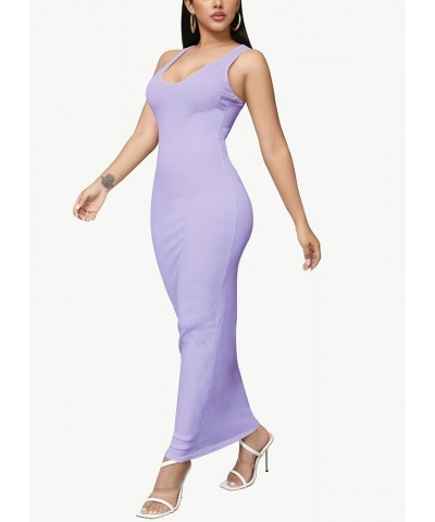 Women's Sexy Bodycon Tank Top Long Maxi Dress Racerback Summer Casual Slim Fit Sundress Sleeveless Lounge Basic 2024 Light Pu...