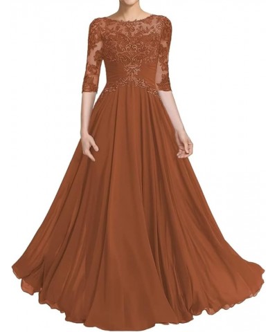 Women's Lace Mother of The Bride Dresses 1/2 Sleeve Long Formal Evening Dresses for Wedding Guest Rust $30.34 Dresses