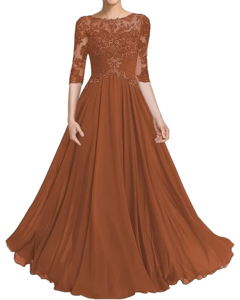 Women's Lace Mother of The Bride Dresses 1/2 Sleeve Long Formal Evening Dresses for Wedding Guest Rust $30.34 Dresses