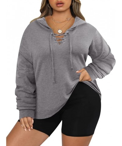 Plus Size Fuzzy Fleece Sweatshirts For Women Drawstring Pullover Quarter Zip Tops Tie Dye/Leopard/Plaid (XL-5XL) 732-grey $18...