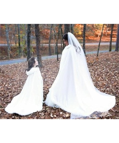 Long Wedding Cloak with Hooded Cape Winter Fur Trim and Hand Muff 50 55 59 71 Inches (20 Colors) Dark Plum $36.24 Coats