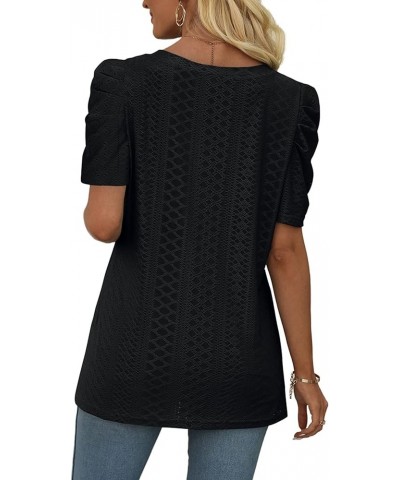 Women's Summer Tops Trendy V Neck T Shirts Puff Sleeve Casual Flowy 07a-black $10.43 T-Shirts