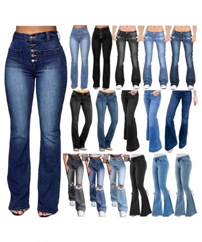 Women's Jeans Stretch High Waist Loose Pants Casual Soft Denim Pants Fashionable Wide Leg Flared Jeans Women's Jeans A02-ligh...