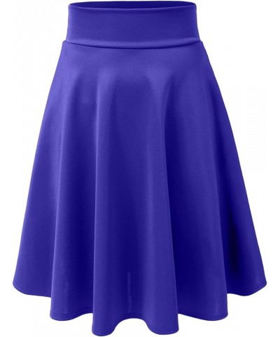 Women’s Skater Skirt – Stretch Elastic Waist Casual Mini Flared Swing Pleated Skirts Made in USA S-3XL Newsk21-royalblue $13....