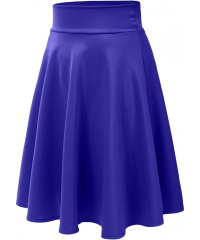 Women’s Skater Skirt – Stretch Elastic Waist Casual Mini Flared Swing Pleated Skirts Made in USA S-3XL Newsk21-royalblue $13....