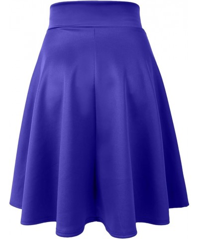 Women’s Skater Skirt – Stretch Elastic Waist Casual Mini Flared Swing Pleated Skirts Made in USA S-3XL Newsk21-royalblue $13....