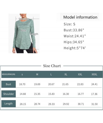 Women's Long Sleeve Workout Shirts Running Yoga Tops Athletic Sport Tee Side Split Black/Green $12.91 Activewear