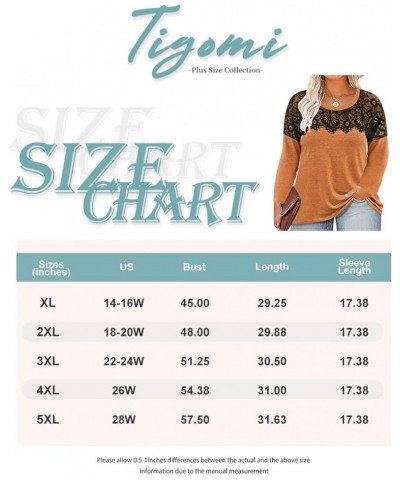 Plus Size Tops for Women Casual Long Sleeve Shirts Crew Neck Fall Tee Autumn Tunic Blouses XL-5X A559-pumpkin Orange $14.85 Tops