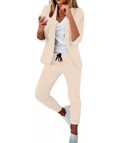 Two Piece Blazer Women Two Piece Lapels Suits Set Office Business Long Sleeve Jacket Pant Sets Slim Fit Trouser Aa1-beige $20...