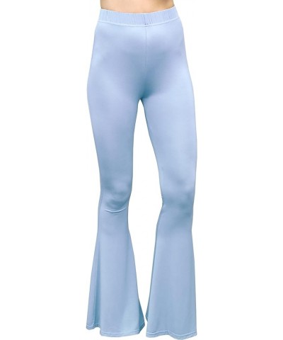 High Waist Comfy Stretch Boho 70s Bell Bottom Fit to Flare Lounge Yoga Pants Solid Light Blue $13.58 Activewear