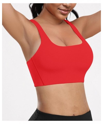 Padded Sports Bras for Women - Strappy Square Neckline Athletic Yoga Workout Top Sets (3 Pack) 1 Black White Dark-red $14.00 ...