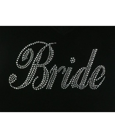 Bridal Rhinestone Bling V-Neck T-Shirt - Bride Bridesmaid Entourage Tee Black Short Sleeve $12.32 T-Shirts