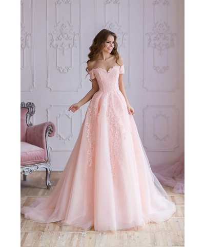 Women's Off The Shoulder Quinceanera Princess Prom Dresses 2023 Long Lace Pearls Ball Gowns Wisteria $34.20 Others