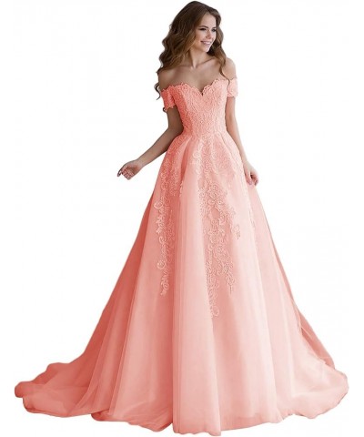 Women's Off The Shoulder Quinceanera Princess Prom Dresses 2023 Long Lace Pearls Ball Gowns Wisteria $34.20 Others