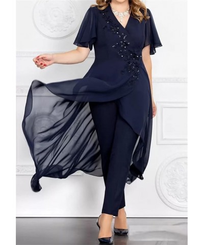 Women's 2 Pieces Mother of The Bride Pant Suits for Wedding Plus Size Mother of The Groom Dresses V-Neck Grape $51.24 Suits